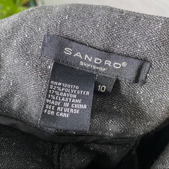 SANDRO tweed charcoal gray dress pants trousers size 10 career office work - Picture 5 of 5